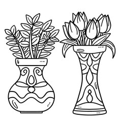 Spring Potted Plants Isolated Coloring Page