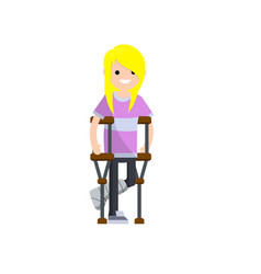 Woman With Broken Leg And Crutches