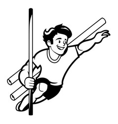 A Man Pole Vaulting Viewed From The Side Set