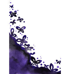 Black And Purple Color Butterfly Watercolor Frame