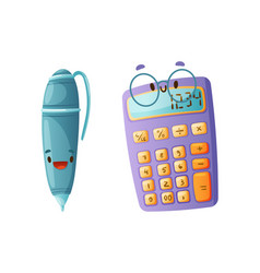 Funny Pen And Calculator As School Item