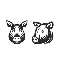 Pig Head Logo Emblem For Butcher Shop Dairy Farm