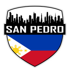 San Pedro Skyline Silhouette Philippines Flag Logo