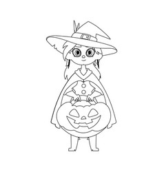 A Little Girl Wearing Witch Outfit Is Joyfully