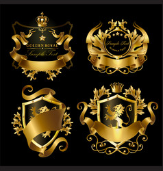 Golden Royal Stickers With Crowns Shields Ribbons