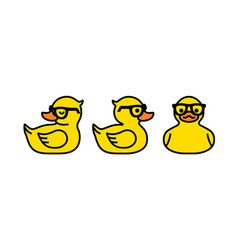 Rubber Yellow Duck In Sunglasses Icon Isolated