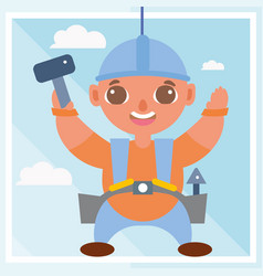 Happy Window Cleaner Male Cartoon Character