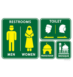 Set Of Moslem Restroom Sign Isolated 3d