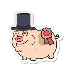 Sticker Of A Cartoon Prize Winning Pig