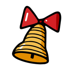 Striped Bell With Bow In Doodle Style