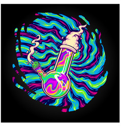 Psychedelic Trippy Glass Bong Smoking Weed Logo