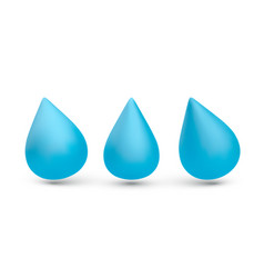 Set Of 3d Realistic Blue Water Drops With Shadow