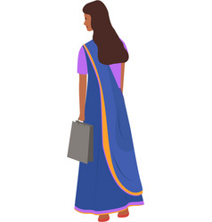 Young Cartoon Style Indian Woman In Traditional