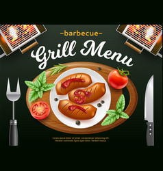 Bbq Grill Menu Cover Glowing Coals Top