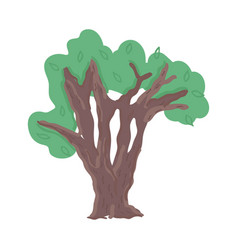 Hand Drawn Tree With Green Crone