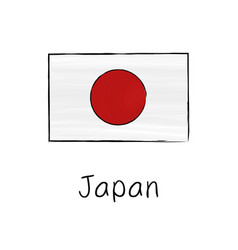 Japan Flag With Outline And Signature Isolated