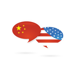 Us America And China Flags On Glossy Speech Bubble