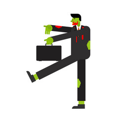 Zombie Manager Goes To Work Cartoon Isolated