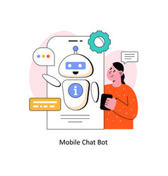 Mobile Chat Bot Flat Style Design