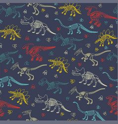 Seamless Pattern With Dinosaur Skeleton