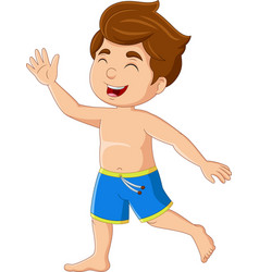 Cartoon Happy Boy In A Swimsuit