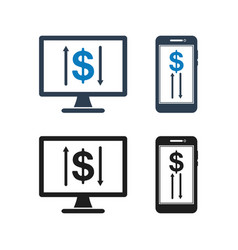 Online Fund Transfer Icon Set Flat Style Eps