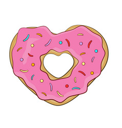 Pink Heart-shaped Donut With Sprinkles