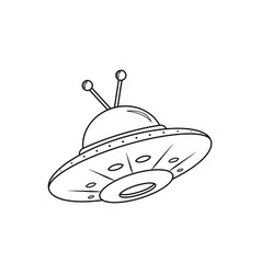 Black And White Cartoon Alien Ship Coloring Page