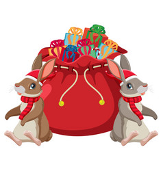 Rabbits With Gifts In A Bag