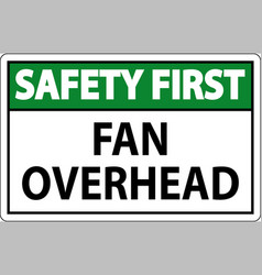 Safety First Sign Fan Overhead