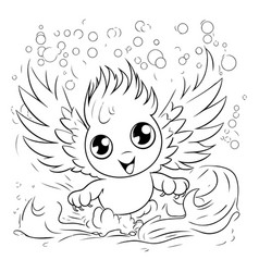 Coloring Page Outline Of A Cute Baby Angel