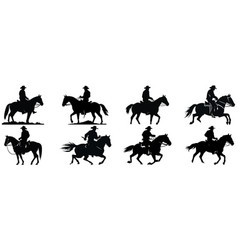 Cowboy And Horse Running Silhouettes