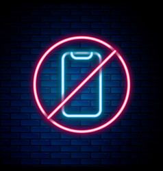 Glowing Neon Line No Cell Phone Icon Isolated