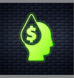 Glowing Neon Oil Drop With Dollar Symbol Icon