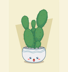 Tall Cactus In Cute Round Pot