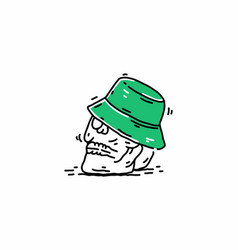 Skull With Bucket Hat Drawing