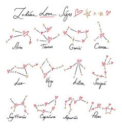 Valentine Hearts Constellation Card - Zodiac Sign