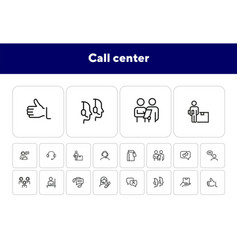 Call Center Line Icon Set