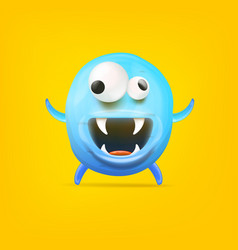 Cartoon Funny Blue Alien Monster Isolated