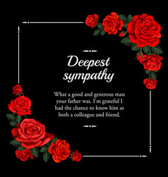 Funeral Card Red Rose Flowers And Leaves