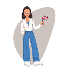 Woman Hold In Hands Uk Flag