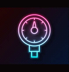 Glowing Neon Line Tire Pressure Gauge Icon