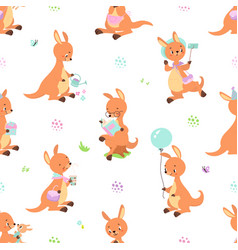 Kangaroo Seamless Pattern Cute Australian Animals