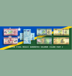 Set Of Pixel Mosaic Banknotes Solomon Islands 2