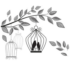 Silhouette bird cages Royalty Free Vector Image