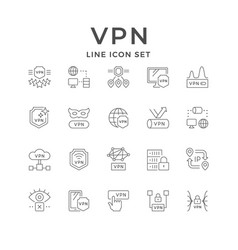 Set Line Outline Icons Vpn