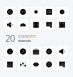 20 Multimedia Solid Glyph Icon Pack Like Eye