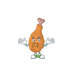 Fried Chicken Mascot With Quiet Finger Gesture