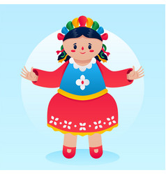 Gradient Mexican Doll In A Red Dress