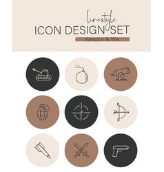 Linestyle Icon Design Set Weapon And War